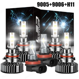 6X 9005+9006+H11 LED Headlight Kit Combo Bulb High Low Beam Super Bright White - Picture 1 of 13