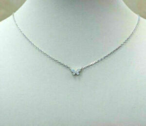0.50 Ct Round Cut Diamond Butterfly Necklace 14K White Gold Over