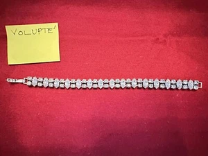 Volupte’ Classy Clear Rhinestone Bracelet 7” Two Rows Party Bridal Diamond Look - Picture 1 of 6