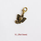 Multiple Antique Bronze Charms/Pendant with Clip On Lobster Clasp / 2 pcs
