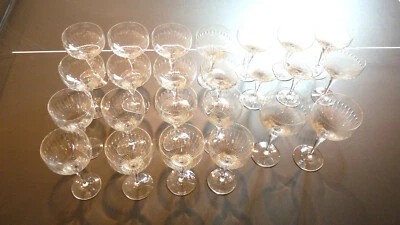 44 Rosenthal Lotus Cut diamond pattern Crystal Stemware Sets discontinued 1965  - Image 1 of 4