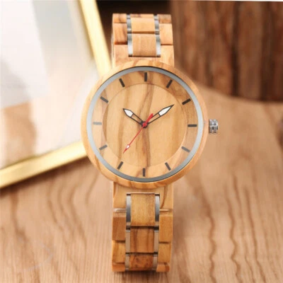 Casual Men's Wooden Watch Nature Wood Quartz Analog Watches Bamboo Bracelet Gift - image 1 of 4