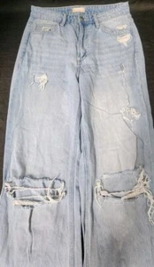 Pantalones de mezclilla rectos Altar’d State tiro alto Kayla desgastados lavado claro talla 28 para mujer - Imagen 1 de 9