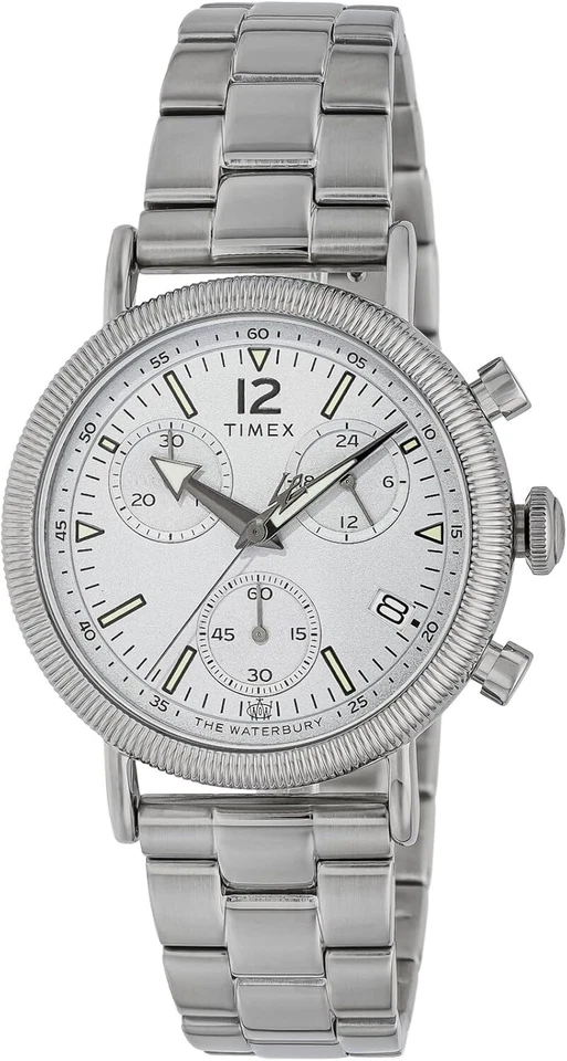 TIMEX Watch Waterbury Standard Coin Edge White Dial Quartz 40mm TW2W20900 Silver