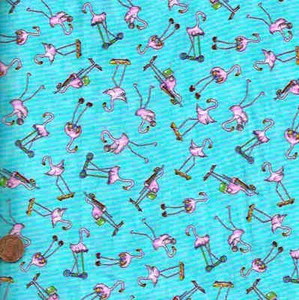 Oh So Flamingo pink blue Clothworks fabric - Picture 1 of 1
