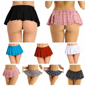 FEESHOW School Girl Skirt Uniform Pleated Plaid Mini Skirts Womens Sexy AU - Picture 1 of 51