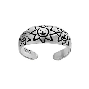 925 STERLINGSILBER Keltische Celtic Gothic Zehenring Drei strahlende Sonnen 7207 - Picture 1 of 1