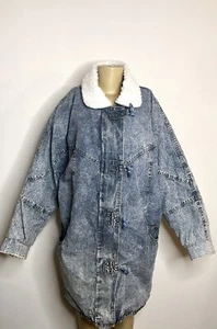 Vintage 90s Andy Johns Acid Wash Denim & Faux Fur Jacket - Picture 1 of 9
