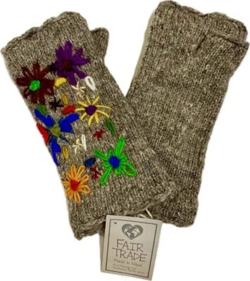 Guantes de lana hippie de comercio justo sin dedos para enviar mensajes de texto calentadores de manos 5984 GY Foto 1 de 4