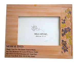 Vintage Wells Arts of California Mom & Dad Picture Frame Holds 6" x 4" Photo - Picture 1 of 5