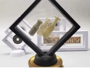 2 Pcs Black 3D Floating Frame Holder Box Coins  Stamp Jewelry Display Case - Bild 1 von 1