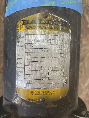 Baldor DC Motor CDP3326 , 2082Z122 .1/2 HP, 180 VDC, 1750 RPM - Image 1 of 4