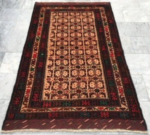 Vintage Afghan Hand Knotted Rug Oriental Nomadic Tribal Area Kilim Rug 190x114cm - Picture 1 of 9