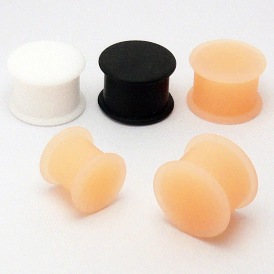 2x Silikon Flesh Tunnel Stopfen Retainer Silicone Ear Plug Ohr Piercing Hider - Bild 1 von 1