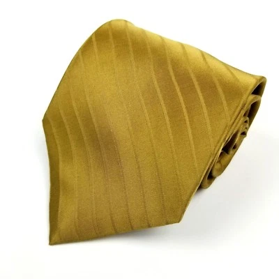 Corbata clásica Neo Bill Blass para hombre 100 % seda dorada a rayas 59" L 3,75" W usada en excelente estado Foto 1 de 4