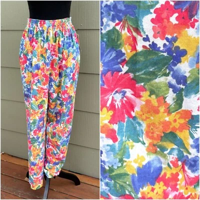 Pantalones cómodos de colección años 80 90 hechos en EE. UU. Boho Ditsy floral mezcla de algodón nuevos con etiquetas/sin existencias Foto 1 de 4