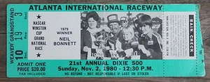 Boleto Vintage 1980 21a Anual Atlanta Dixie 500 Cale Yarborough Ganador - Imagen 1 de 1