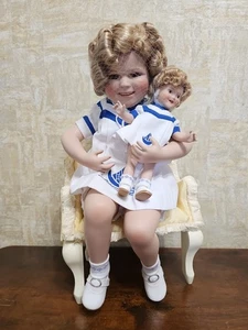 DANBURY MINT SHIRLEY TEMPLE SAILOR GIRLS TWO OF A KIND DOLL WITH CHAIR - Picture 1 of 9