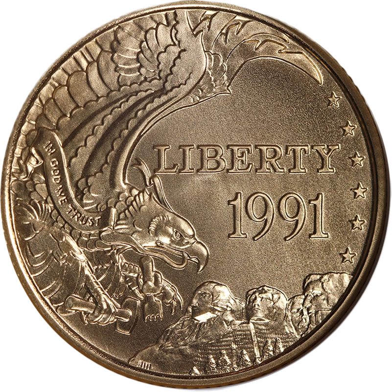 1991-W Mount Rushmore Commemorative Gold $5 NGC MS70 - STOCK - Image 1 of 4
