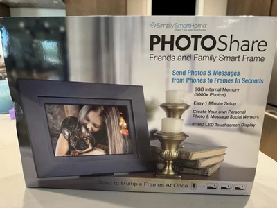 PhotoShare 8” Smart WIFI Frame – FSM08BL- Simply Smart Home Black - Brand New - Image 1 of 3