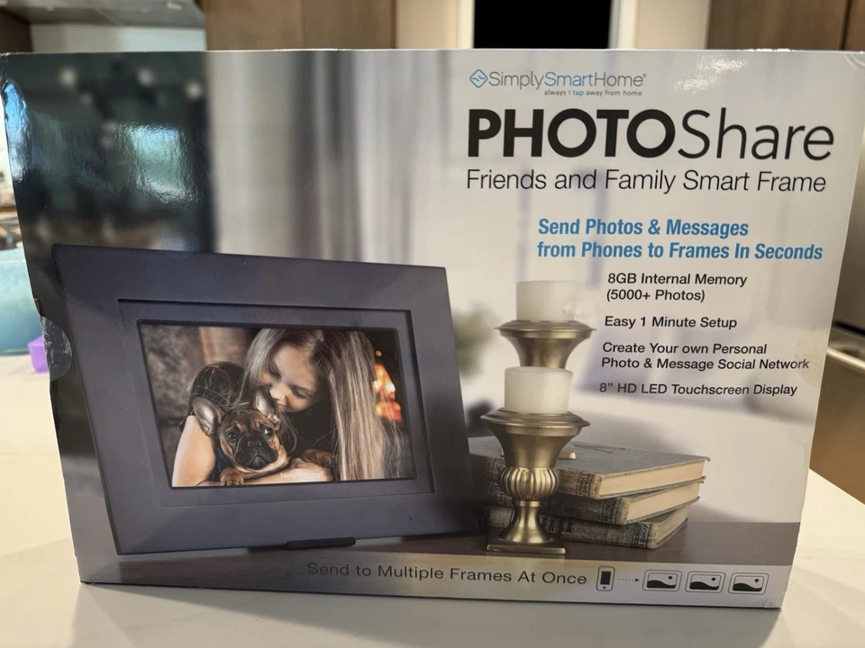 PhotoShare 8” Smart WIFI Frame – FSM08BL- Simply Smart Home Black - Brand New - Image 1 of 3