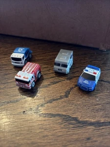 Lot of 4 Nano Speed Pull Back Friction Cars Motorcycle Police Car Hot Rod - Picture 1 of 4