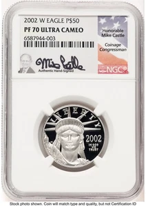 2002-W Proof Platinum Eagle 1/2 oz Mike Castle NGC PF70 - Picture 1 of 2