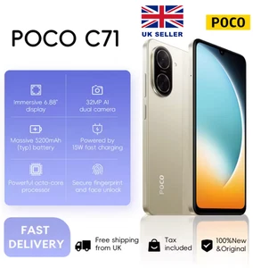 NUEVO Smartphone Xiaomi Poco C71 Negro 4GB RAM 128GB ROM Doble SIM Desbloqueado Android - Imagen 1 de 15