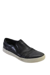 Vince Mens Leather Mesh Textured Round Toe Slip-On Casual Shoes Black Size 11.5 - Picture 1 of 5