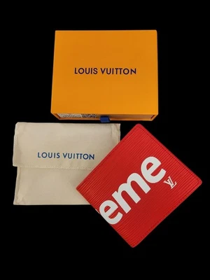 Cartera Louis Vuitton X Supreme delgada de cuero Epi roja con bolsa antipolvo Foto 1 de 4