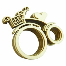 5X(50 Stk Hochzeits Dekoration Fahrrad Herz Förmigen Holz Hohl Holz DekoratW1M8)