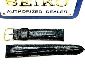 CORREA RELOJ SEIKO HOMBRE NEGRO 18MM VESTIDO REPUESTO CUERO LAGARTO 274-18 - Imagen 1 de 5