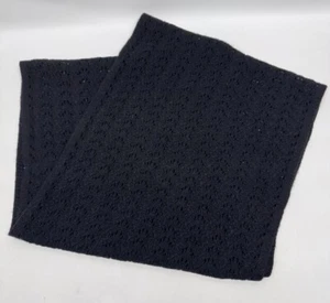 Celeste Wool Cashmere Blend Black Pointelle Knit Cozy Infinity Scarf Excellent - Picture 1 of 6