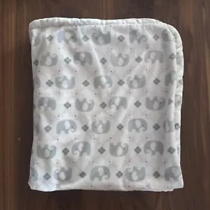 Blankets & Beyond Baby Blanket Elephants Gray Pink White Soft Plush Fleece Lovey - Picture 1 of 4