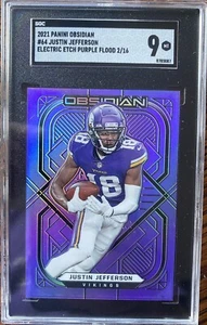 Justin Jefferson 2021 Panini Obsidian Ätz lila Flut SSP/16 SGC 9 neuwertig #64 - Bild 1 von 2