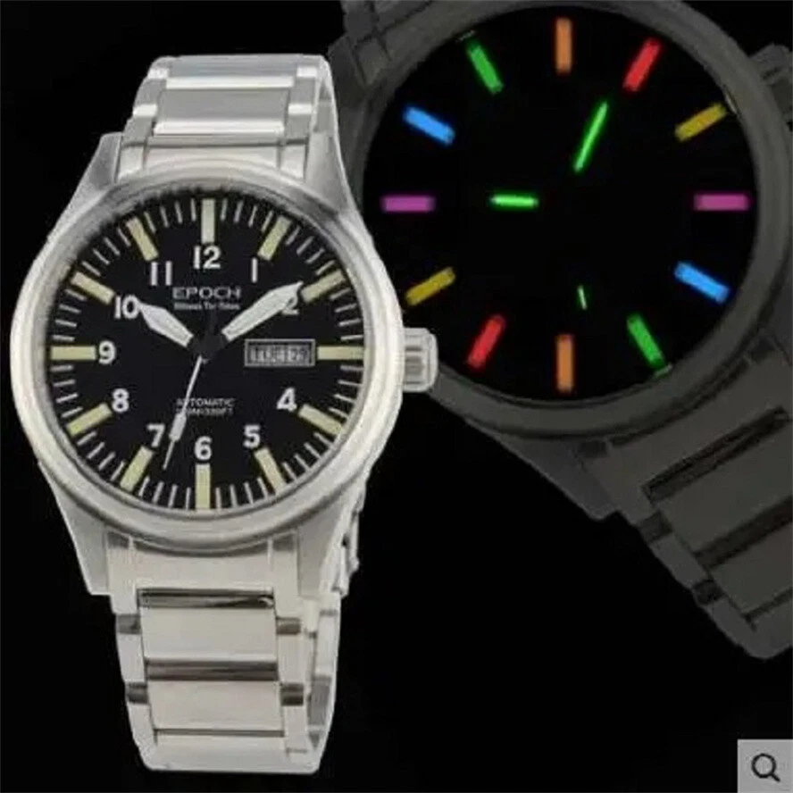 EPOCH Men Strong Luminous Rainbow Light Automatic Watch Miyota 21Jewels Sapphire - Image 1 of 4