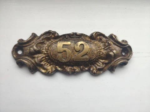 USSR Vintage sign Door number 52 brass USSR House number Soviet home decor Cover