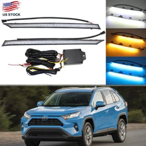 For Toyota RAV4 2019+ DRL Driving Lamp 3 Color LED Daytime Running Light w/ Turn - Picture 1 of 12