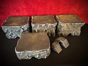 SET OF 4 RISER DISPLAY PLATFORMS + BRIDGE & STAIRS FOR DEPT 56 OR LEMAX VILLAGES - Picture 1 of 22