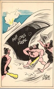 Vintage Humor Comic Postcard Signed Kirch Heimer Caveman 1938 by Gum Tintype - Picture 1 of 3