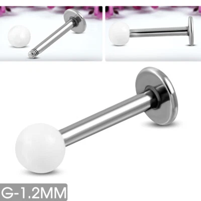 Edelstahl Piercing Labret Lippen G-1.2mm Acryl  Stainless steel y- - Bild 1 von 2