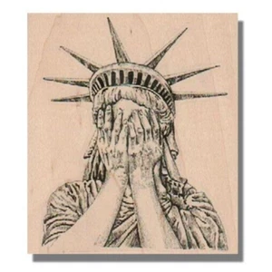 SELLO DE GOMA de la Estatua de la Libertad llorando, viaje a la ciudad de Nueva York EE. UU. América - Imagen 1 de 8