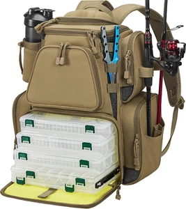 Fishing Tackle Backpack with 4 Trays, Large Outdoor Storage Tackle Bag with P... - Picture 1 of 1