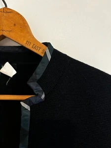 Vintage J.CREW Tartan Tipped Wool Cardigan - Picture 1 of 6