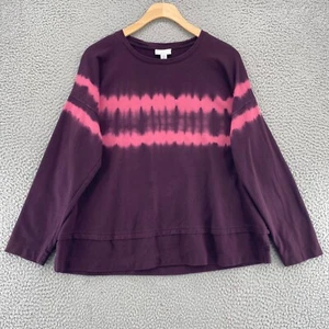 J Jill Top Womens Medium Petite Brown Tie Die Fit Long Sleeve Pullover Casual - Picture 1 of 11