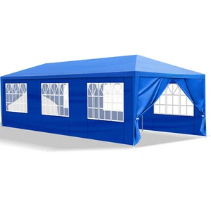 Outdoor 10x30 Party Tent Waterproof Canopy with 8 Removable Sidewalls Blue - Picture 1 of 12