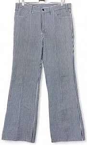 Vintage Levis Big E Pants Mens 34x28 Blue White Wide Leg Striped Pants 70s - Picture 1 of 16