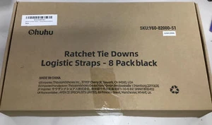 8 Ohuhu Ratchet Tie Downs Logist Straps -8 Pack Black - Picture 1 of 4