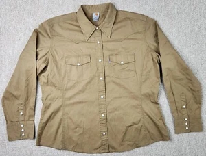 Camicia donna XXL regolare Carhartt WS002DKH manica lunga perla a scatto abbottonata marrone chiaro - Foto 1 di 13