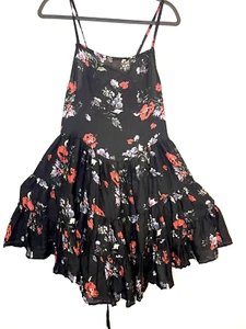 Intimate Free People Strand Boho Midikleid in schwarz geblümt Gr. M - Bild 1 von 8